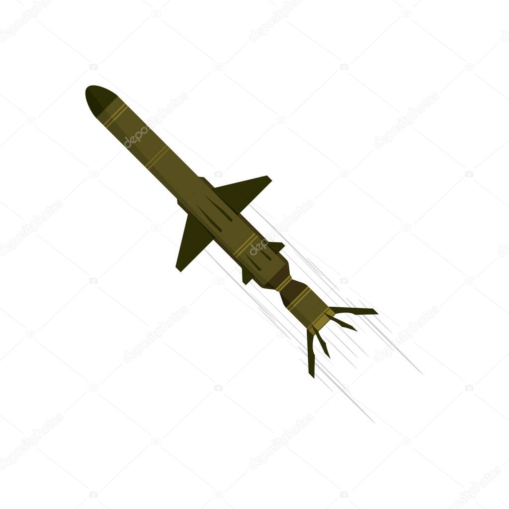 Flying cruise missile. Illustration of dangerous military weapons. 