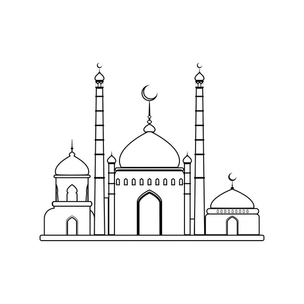 Contour Noir Mosquée Pour Coloration — Image vectorielle