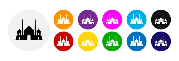 異なる色のモスクのアイコン アイコンのセット — ストックベクタ