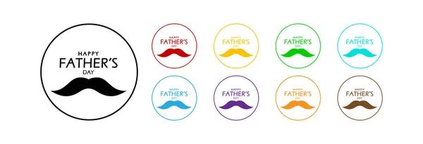 父亲节圆圆的图标与胡子 父亲节彩色图像集 — 图库矢量图片