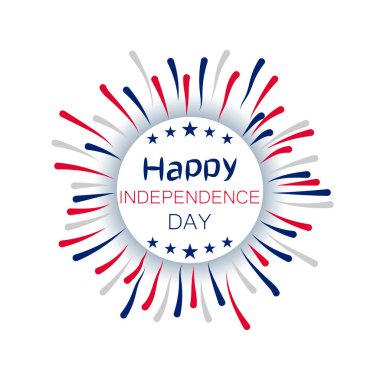 Birleşik Devletler Bağımsızlık Günü. Beyaz arkaplanda yuvarlak simge.