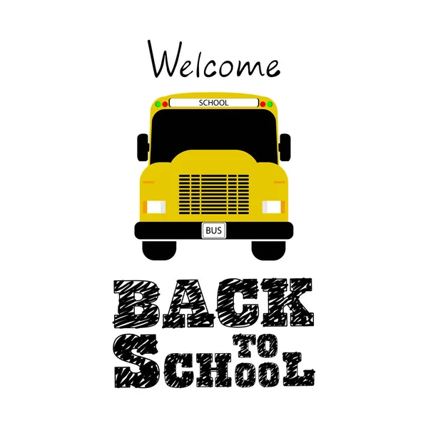 School Bus Inscription Welcome Back School — Stock Vector