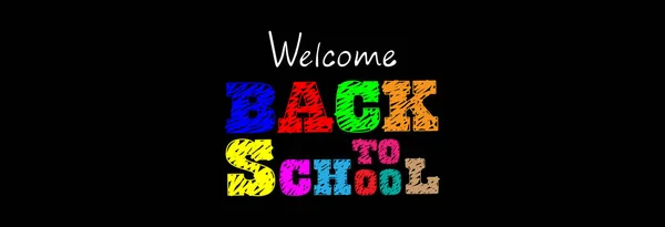 Inscription Colored Chalk Welcome Back School — Stock Vector