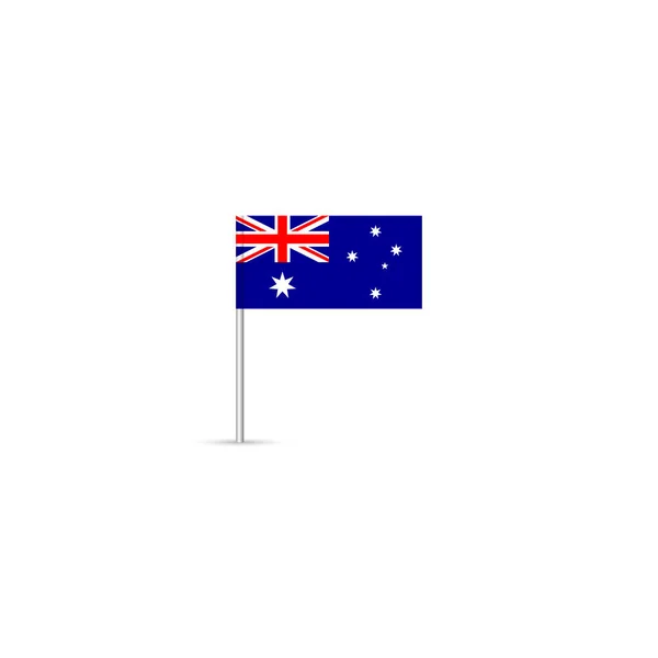Мини Национальный Флаг Австралии Шесте Векторная Иллюстрация — стоковый вектор