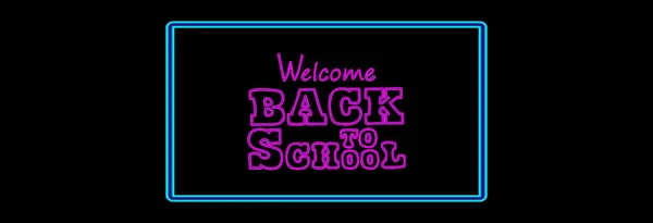 Welcome School Bright Acid Lettering Black Background — Archivo Imágenes Vectoriales