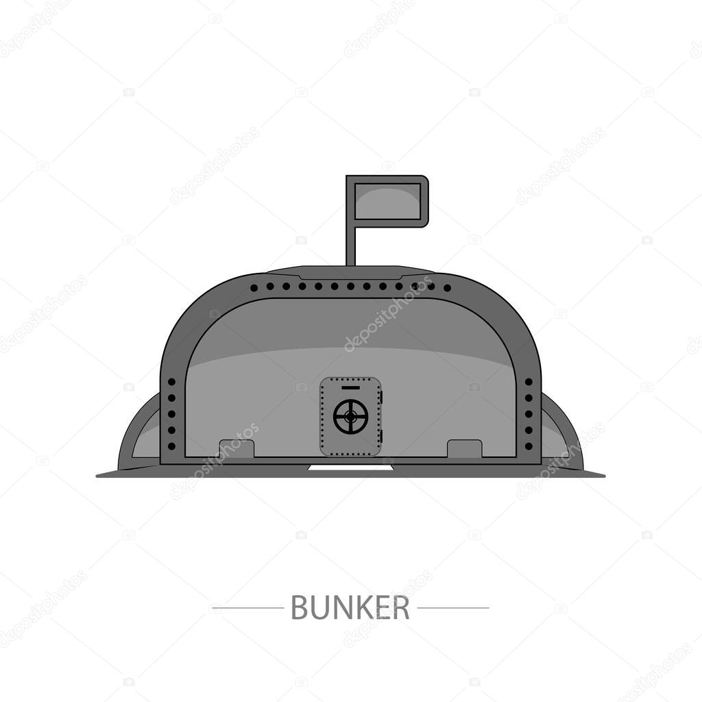 Bunker for hiding from atomic bomb, black icon on white background.