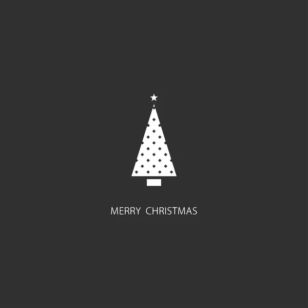 White Icon Christmas Tree Star Merry Christmas — Vettoriale Stock