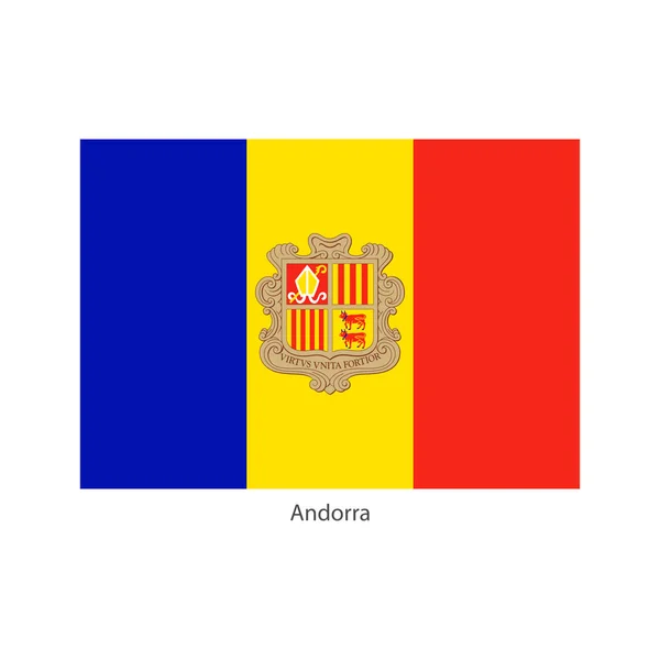 Національний Яскравий Прапор Андорри Білому Тлі — стоковий вектор