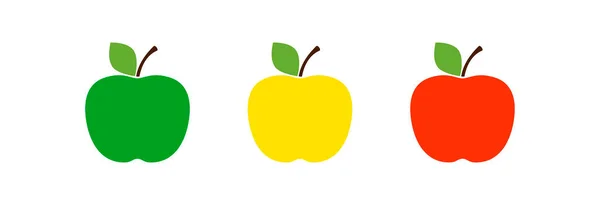 Manzana Diferentes Variedades Verde Amarillo Rojo Sobre Fondo Blanco Conjunto — Vector de stock