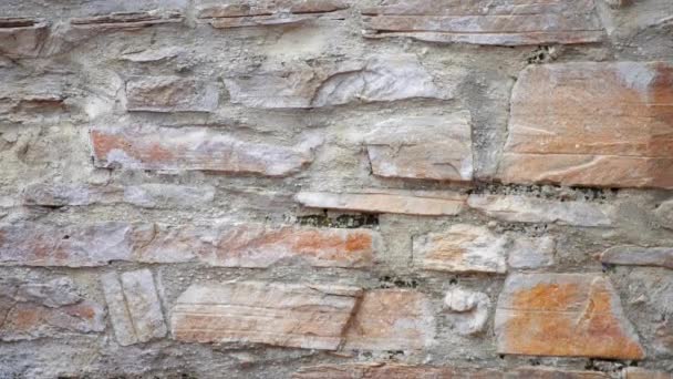 Фасадна текстура стародавньої цегляної стіни — стокове відео
