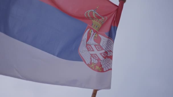 Bandera de Serbia ondeando al viento — Vídeo de stock