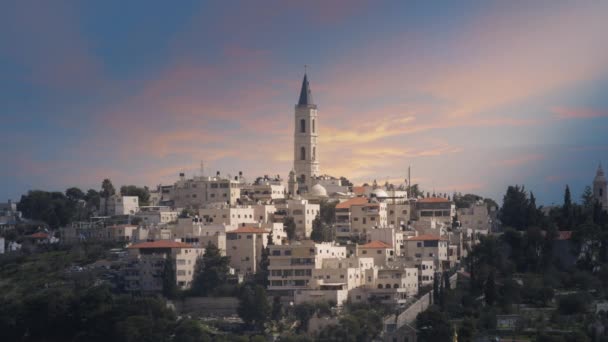 Sonnenuntergang über dem alten Jerusalem — Stockvideo