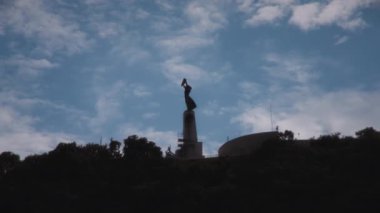 Bulutlu arka planda Özgürlük Heykeli. Uzaklaştır. 