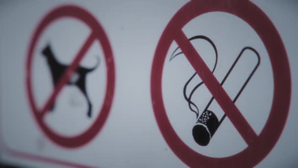 公园里不准吸烟和狗的标志 慢动作 — 图库视频影像