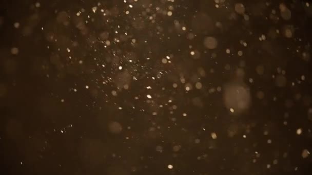 Debu Berwarna Emas Bokeh Partikel Mengambang Udara Gerakan Lambat — Stok Video