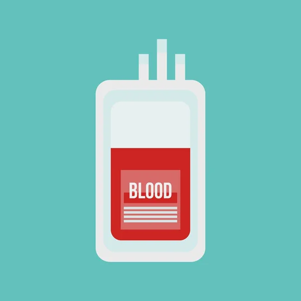 平らなスタイルの血のビニール袋 血の概念を寄付する 医療記号ベクトル図 — ストックベクタ