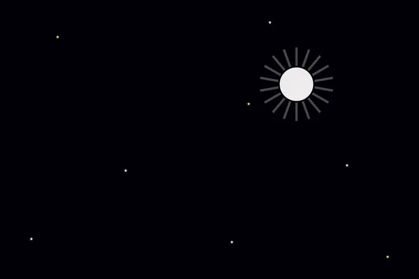 Maanlicht Vervalt Donkere Nacht Met Maan Sterren Vector Illustratie — Stockvector