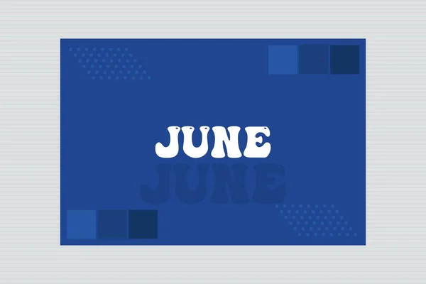 Juni Maand Typografie Blauwe Achtergrond — Stockvector