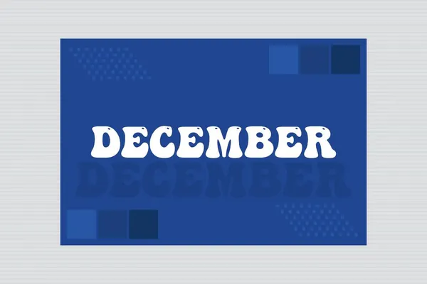 December Maand Typografie Blauwe Achtergrond — Stockvector