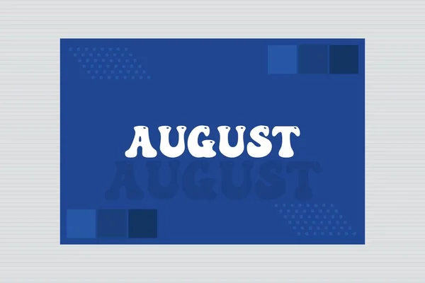 Mavi Arkaplanda Ağustos Ayı Tipografisi — Stok Vektör