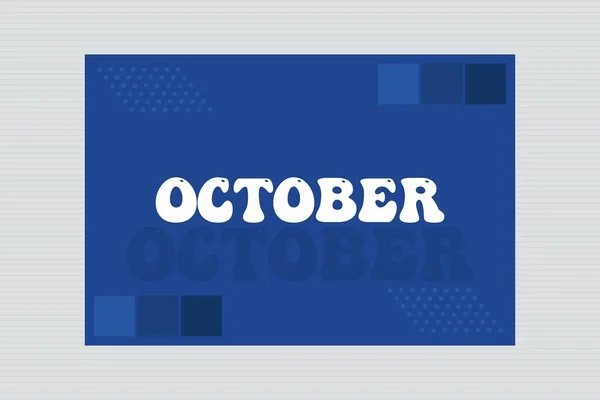 Oktober Månad Typografi Blå Bakgrund — Stock vektor