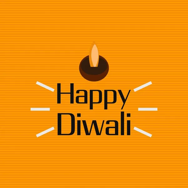Happy Diwali Typography Candle Symbol — Stock Vector