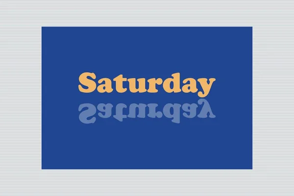 黄色星期六字体 带有蓝色背景设计的反光文字 日历概念设计 — 图库矢量图片