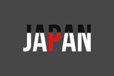 Japonya bayrak kavramı tipografi metin vektör tasarımları. Beyaz ve Kırmızı kavramsal ülke adı. 