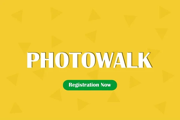 Tipografia Photowalk Página Amarela Botão Inscrição Agora Photowalk Aviso Cartaz — Vetor de Stock
