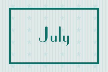 July in frame on white background with stars pattern design. Calendar concept month