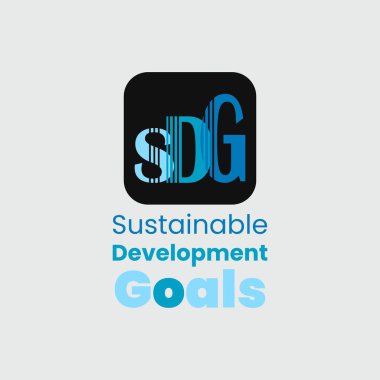 Sürdürülebilir Geliştirme Hedefleri tipografi logosu tasarımı. SDG kavramsal harf simgesel logo vektör çizimi.