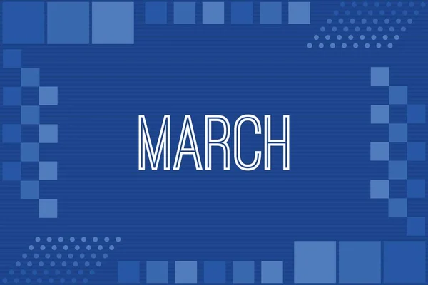 Τυπογραφία Μαρτίου Μπλε Πλαίσιο Πολυτελείας Σχεδιασμό Φόντου Ημερολόγιο Εννοιολογικό Διανυσματικό — Διανυσματικό Αρχείο