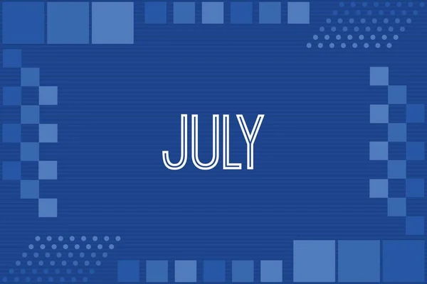 July Typography Blue Luxury Frame Background Design Calendar Conceptual Vector — Stockvector