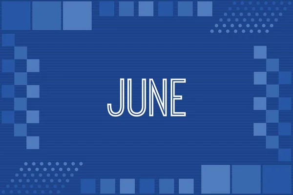 June Typography Blue Luxury Frame Background Design Calendar Conceptual Vector — Stockvector