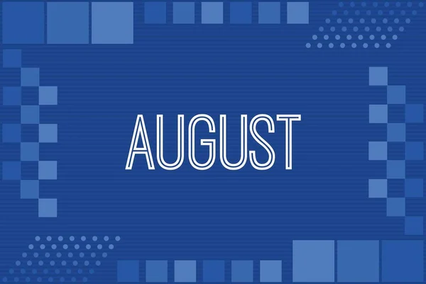 August typography on blue luxury frame background design. Calendar conceptual vector design.