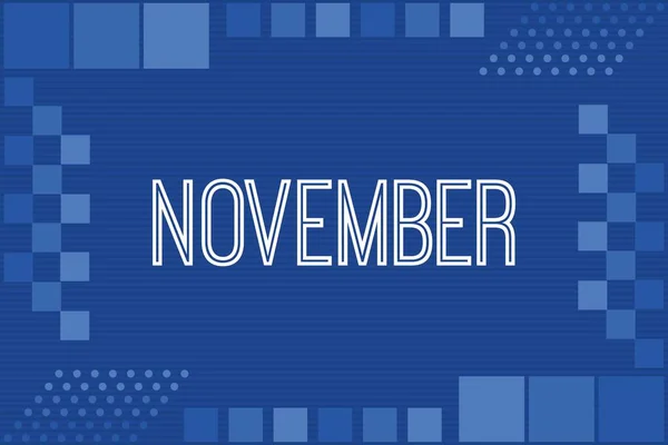 November Typography Blue Luxury Frame Background Design Calendar Conceptual Vector — Vetor de Stock