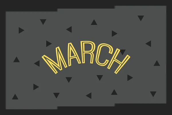 暗い背景デザインに関する3月のテキスト カレンダー月のコンセプト — ストックベクタ