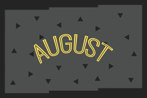 August Text Dark Background Design Calendar Month Concept — Stockvector