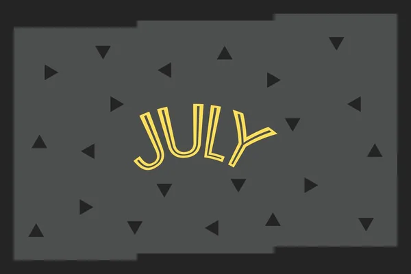 July Text Dark Background Design Calendar Month Concept — Stock vektor