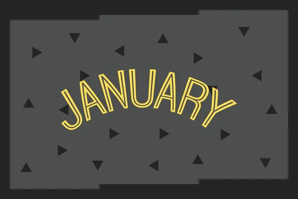 Teks Januari Pada Desain Latar Belakang Gelap Konsep Bulan Kalender - Stok Vektor