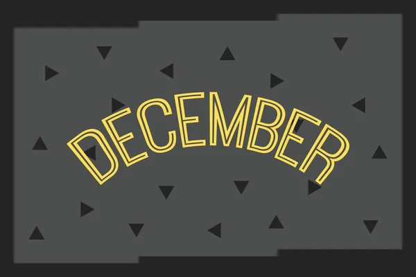 Desember Teks Pada Desain Latar Belakang Gelap Konsep Bulan Kalender - Stok Vektor