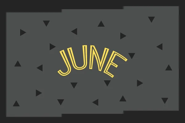 June Text Dark Background Design Calendar Month Concept — Stockvector