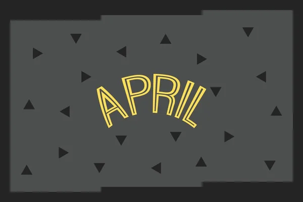 April Text Dark Background Design Calendar Month Concept — Stockvector