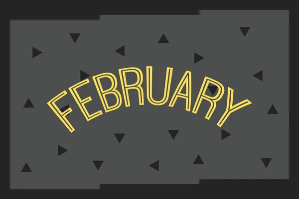 February Text Dark Background Design Calendar Month Concept — Stockvector