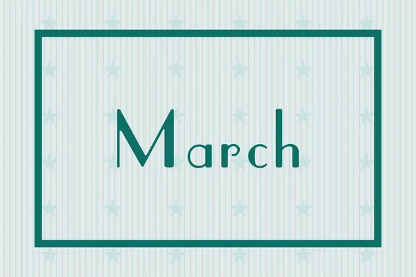 March Frame White Background Stars Pattern Design Calendar Concept Month — Vetor de Stock