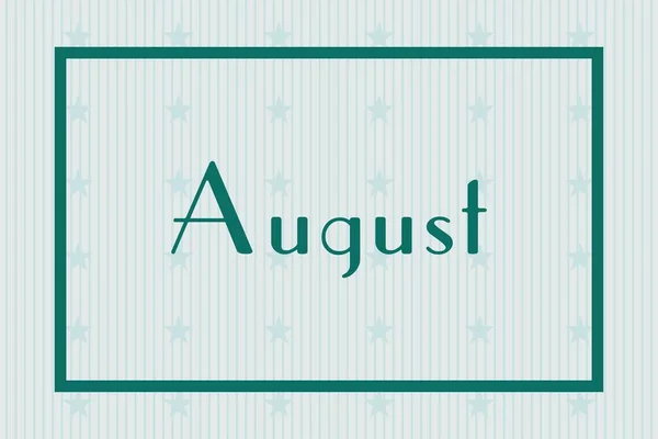 August Frame White Background Stars Pattern Design Calendar Concept Month — Stockvector