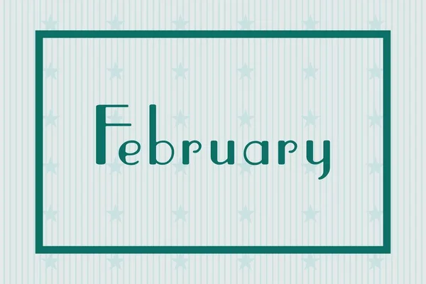 February Frame White Background Stars Pattern Design Calendar Concept Month —  Vetores de Stock