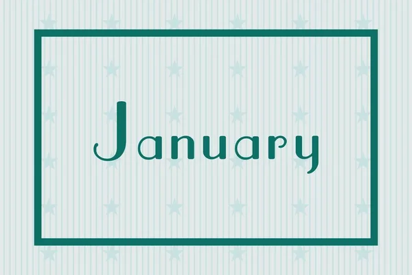 January Frame White Background Stars Pattern Design Calendar Concept Month —  Vetores de Stock