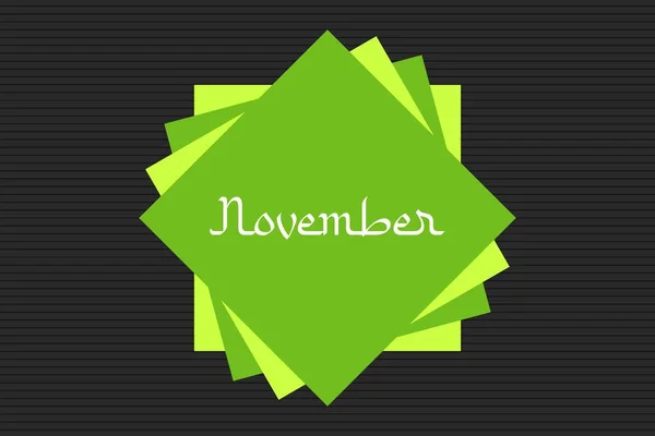 Noviembre Estilo Árabe Tipografía Texto Forma Cuadrada Verde Vector Ilustración — Archivo Imágenes Vectoriales