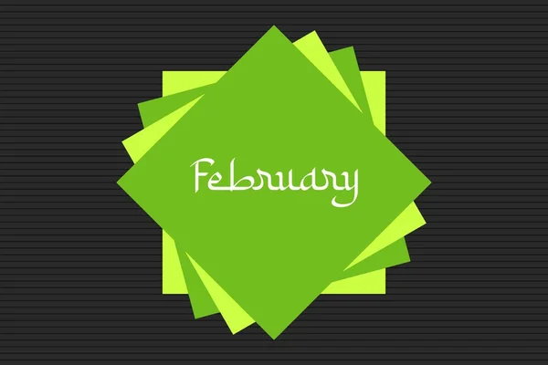 February Arabic Style Typography Text Green Square Shape Vector Illustration — Vetor de Stock